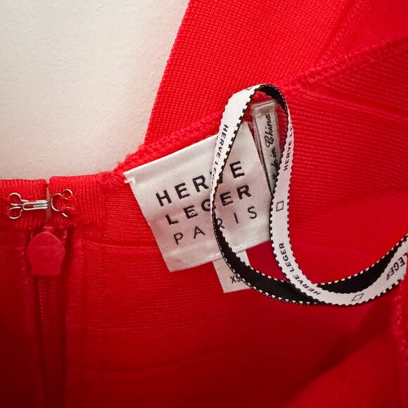 NEW Herve Leger Lipstick Red Karima Bandage Dress XS - Picture 4 of 8